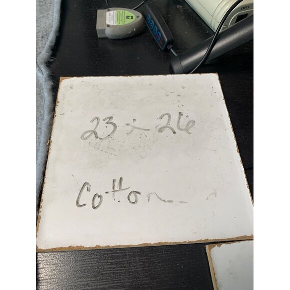 Striped Cotton Fabric Piece 23"x26" Sewing Crafts Turquoise Beige White - Picture 4 of 4